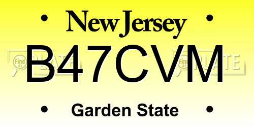 B47CVM New Jersey License Plate
