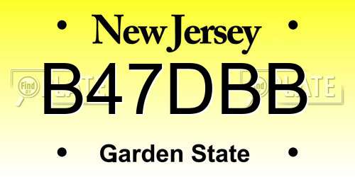 B47DBB New Jersey License Plate