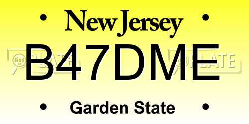 B47DME New Jersey License Plate