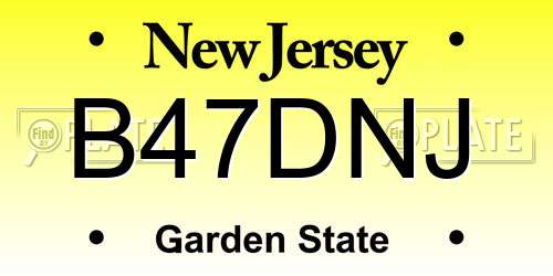 B47DNJ New Jersey License Plate