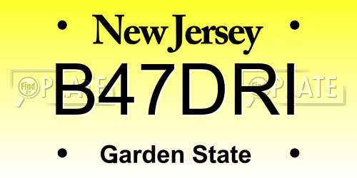 B47DRI New Jersey License Plate