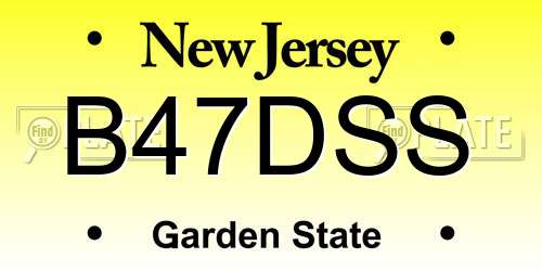 B47DSS New Jersey License Plate