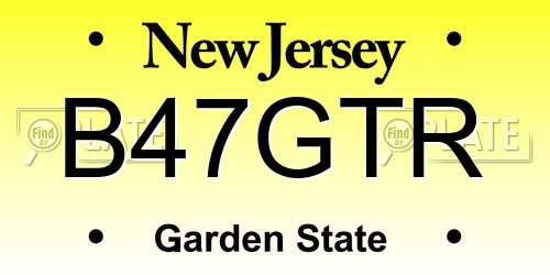 B47GTR New Jersey License Plate