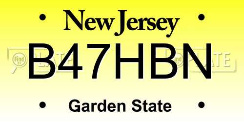 B47HBN New Jersey License Plate