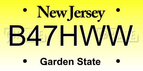 B47HWW New Jersey License Plate