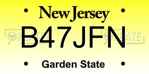 B47JFN New Jersey License Plate
