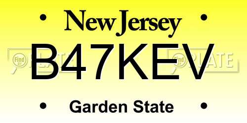 B47KEV New Jersey License Plate
