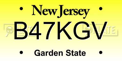 B47KGV New Jersey License Plate