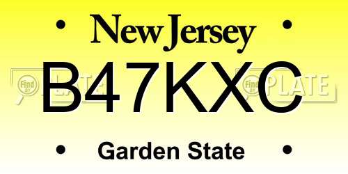 B47KXC New Jersey License Plate