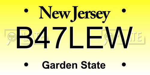 B47LEW New Jersey License Plate