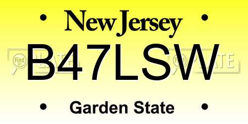 B47LSW New Jersey License Plate