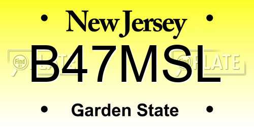 B47MSL New Jersey License Plate