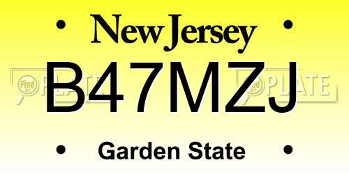 B47MZJ New Jersey License Plate