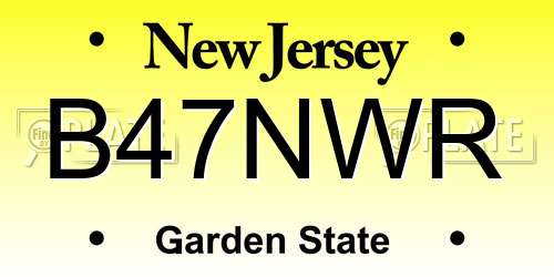 B47NWR New Jersey License Plate