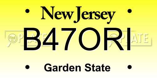 B47ORI New Jersey License Plate
