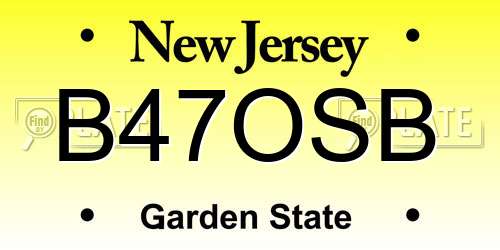 B47OSB New Jersey License Plate
