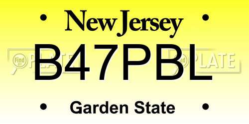 B47PBL New Jersey License Plate