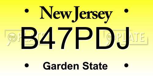 B47PDJ New Jersey License Plate