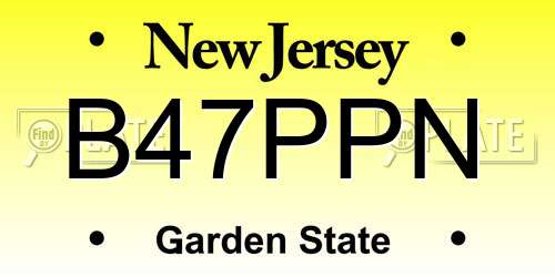 B47PPN New Jersey License Plate