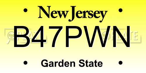 B47PWN New Jersey License Plate