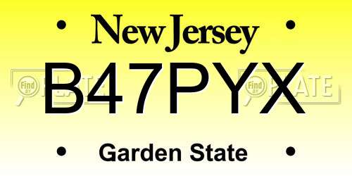 B47PYX New Jersey License Plate