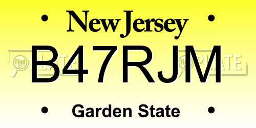 B47RJM New Jersey License Plate