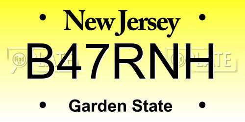 B47RNH New Jersey License Plate