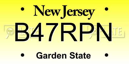 B47RPN New Jersey License Plate