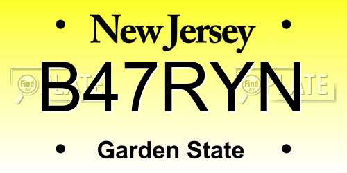 B47RYN New Jersey License Plate