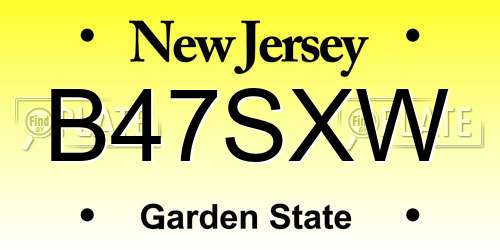 B47SXW New Jersey License Plate