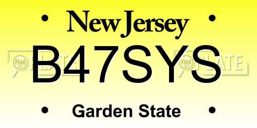 B47SYS New Jersey License Plate