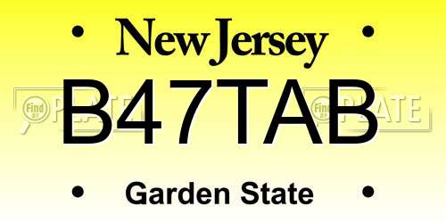 B47TAB New Jersey License Plate