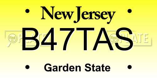 B47TAS New Jersey License Plate