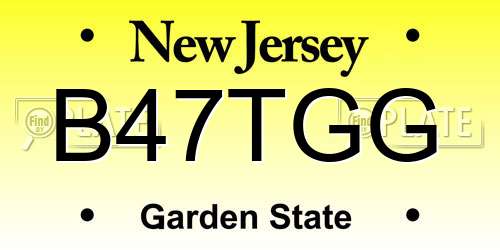 B47TGG New Jersey License Plate