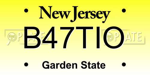 B47TIO New Jersey License Plate
