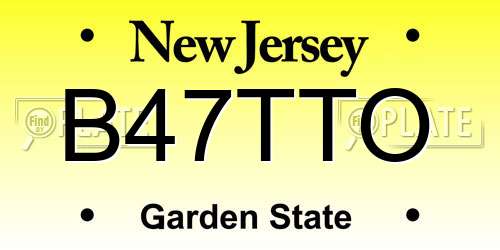 B47TTO New Jersey License Plate