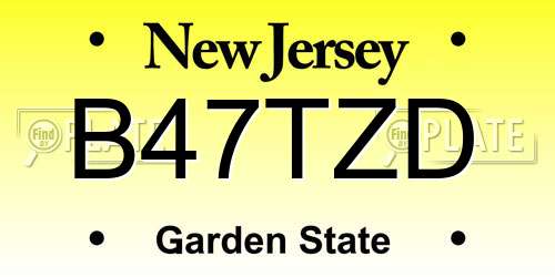 B47TZD New Jersey License Plate