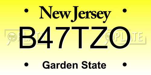 B47TZO New Jersey License Plate