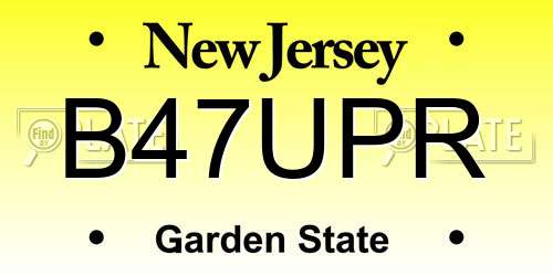 B47UPR New Jersey License Plate