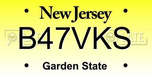 B47VKS New Jersey License Plate