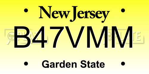 B47VMM New Jersey License Plate