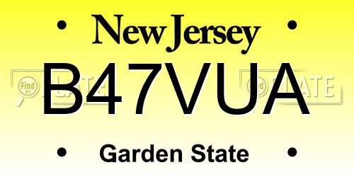 B47VUA New Jersey License Plate
