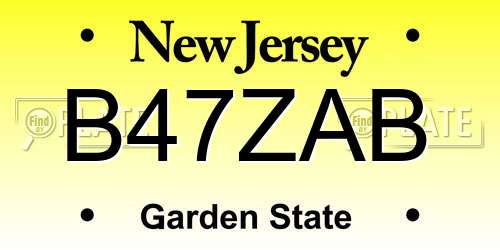 B47ZAB New Jersey License Plate