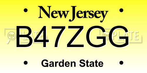 B47ZGG New Jersey License Plate