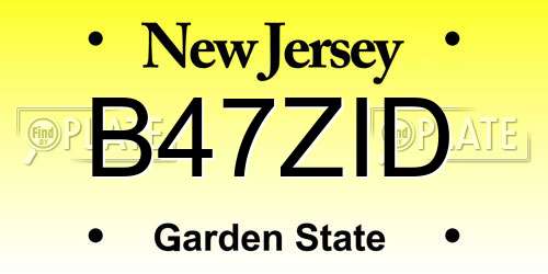 B47ZID New Jersey License Plate