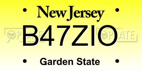 B47ZIO New Jersey License Plate