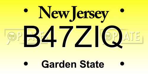 B47ZIQ New Jersey License Plate