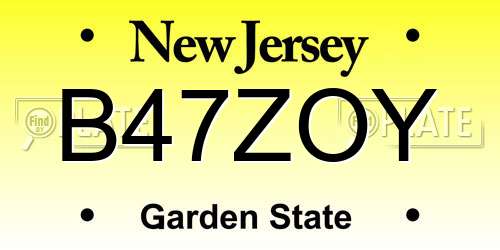 B47ZOY New Jersey License Plate
