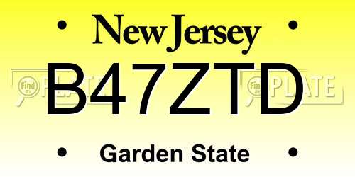 B47ZTD New Jersey License Plate