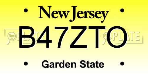 B47ZTO New Jersey License Plate